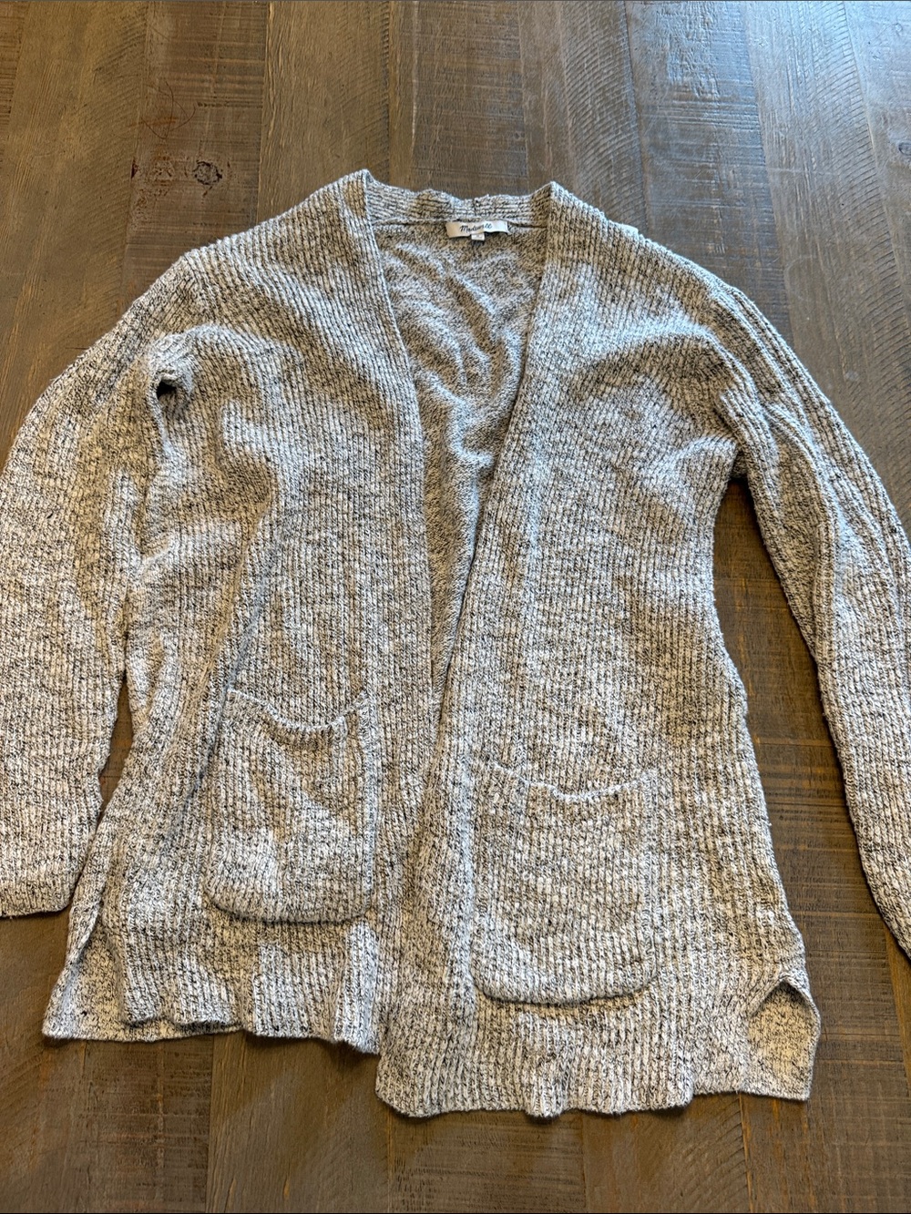 Madewell Heather Gray Open Ribbed Cardigan with Pockets